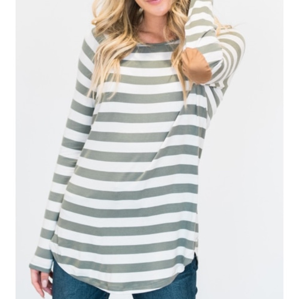 NWT Striped Long Sleeve Elbow Pad Top